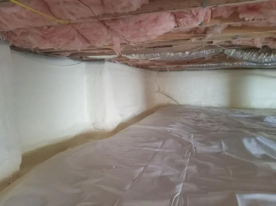 Crawl space encapsulation with closed-cell spray foam for Attic Insulation in North Kansas City